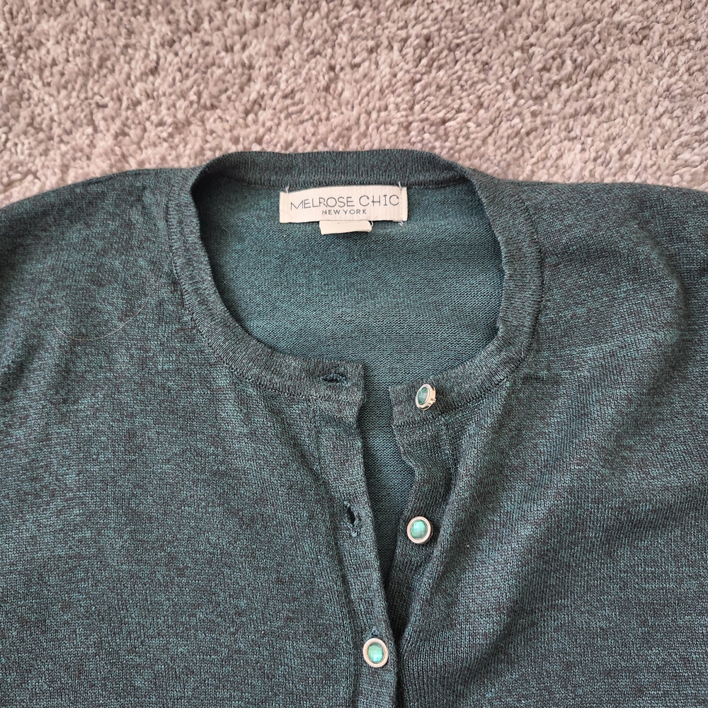 Melrose Cardigan Dark Green Sweater Detailed Buttons Sweater Long Sleeve Office
